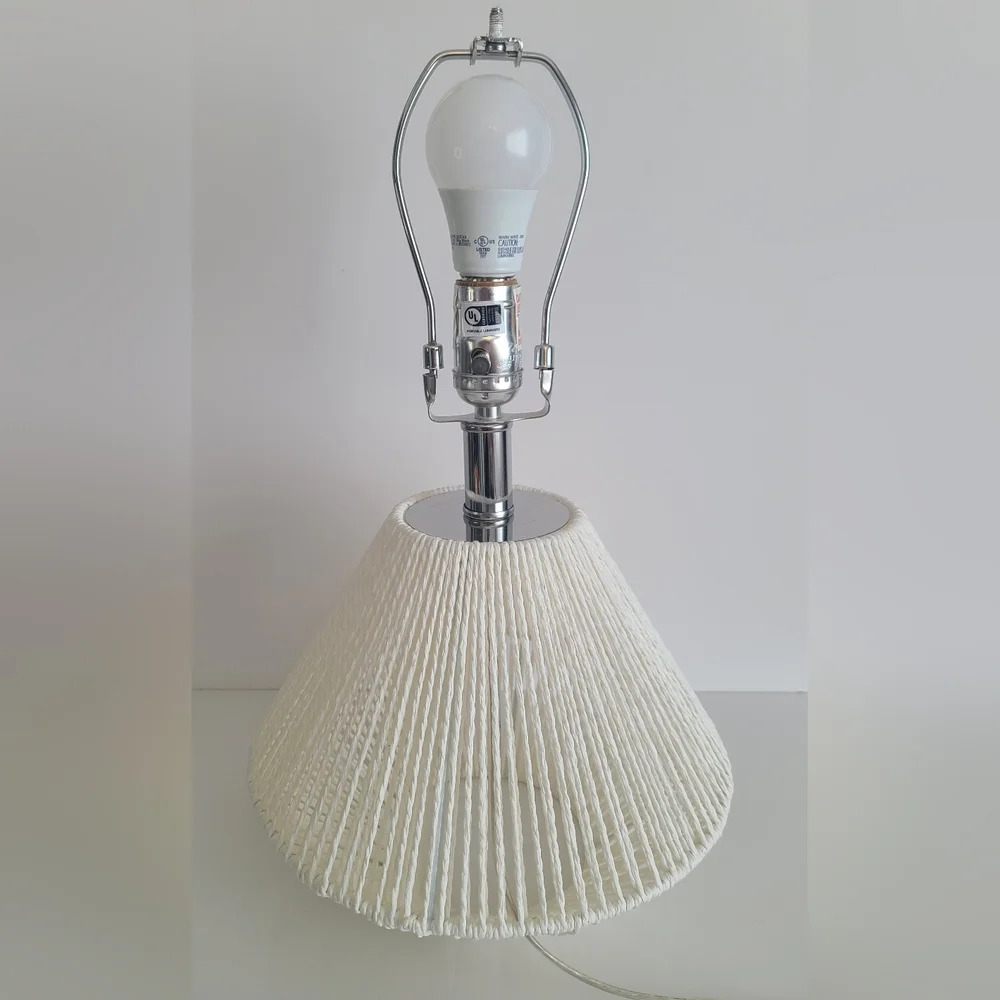 Retro Style Table Lamp With Braided String White - Picture 3 of 6